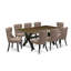 L'ensemble 9 pièces de table et chaises de cuisine comprend une table de salle à manger rectangulaire avec pieds en X et 8 chaises de salle à manger Parson en tissu de lin, finition noire brossée-612099315