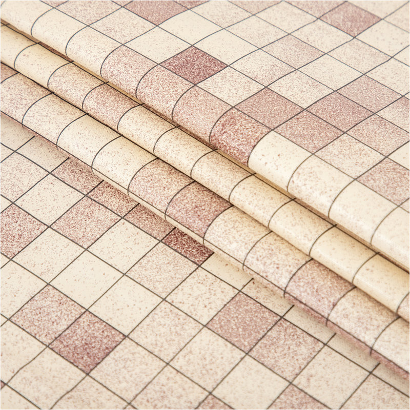 Nappe à carreaux en vinyle avec envers en flanelle 60 po x 84 po, rectangle beige rosé rétro, Rosé / beige