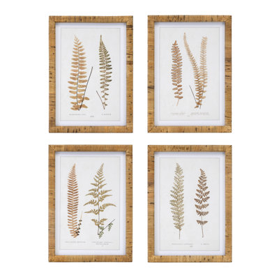 Fougère encadrée en bois (ensemble de 4)