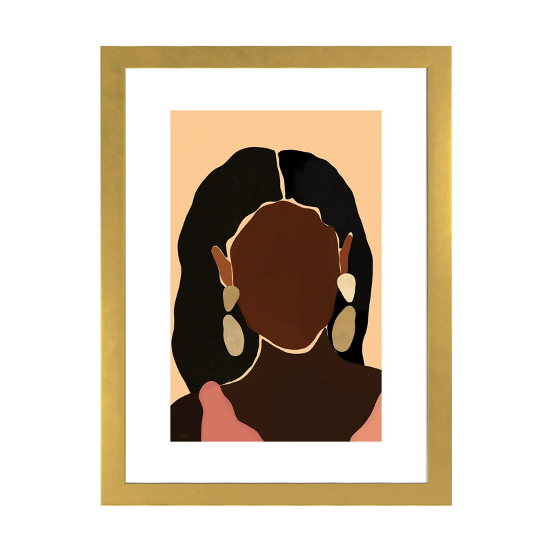 « Monae » par Bria Nicole-impression d’art graphique, Blanc, H 24 po x l 16 po x P 1 po, Papier encadré doré