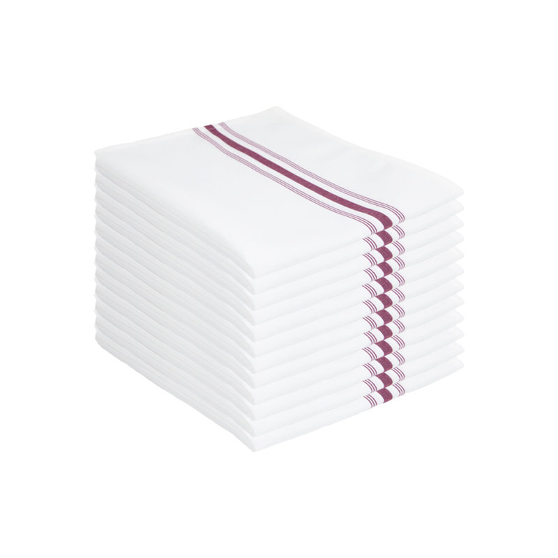Ensemble de 12 serviettes de table rayées 18 x 22 pouces Arkwright Home, Bourgogne