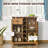Retro Wine Cabinet For 6 Bottles, Wine Rack Sideboard Serving Bar With Glass Holders And 1 Drawer