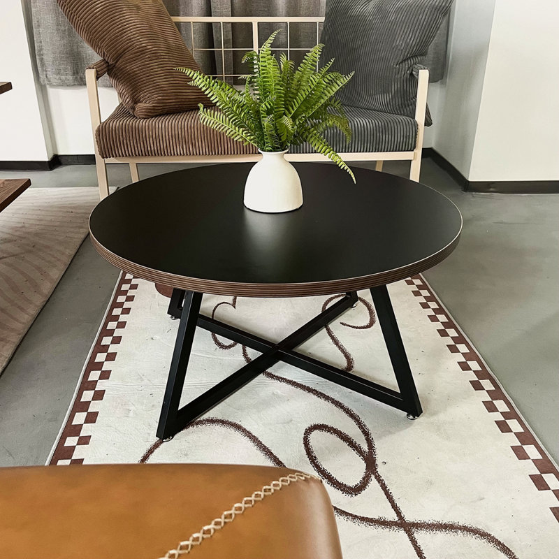 Table basse ronde en bois et métal