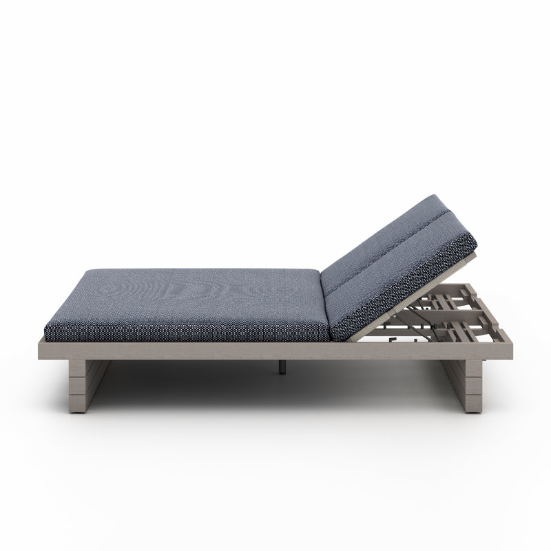 Leroy Outdoor Teak Chaise Lounge, Weathered Gray, Stone Gray