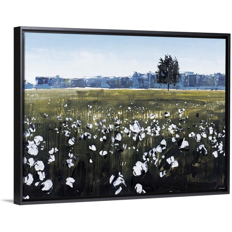 «North Carolina Cotton Field», reproduction sur toile David Shingler, Cadre noir, H 14 po x l 18 po x P 1,75 po