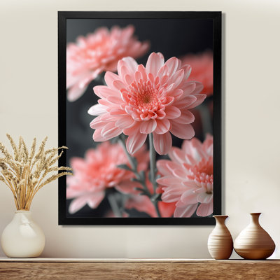 «Glass Rose Grey Mums Garden Glamour», reproduction d'art mural