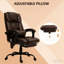 Fauteuil de bureau inclinable à haut dossier, fauteuil de massage à 6 points vibrants avec repose-pieds et télécommande