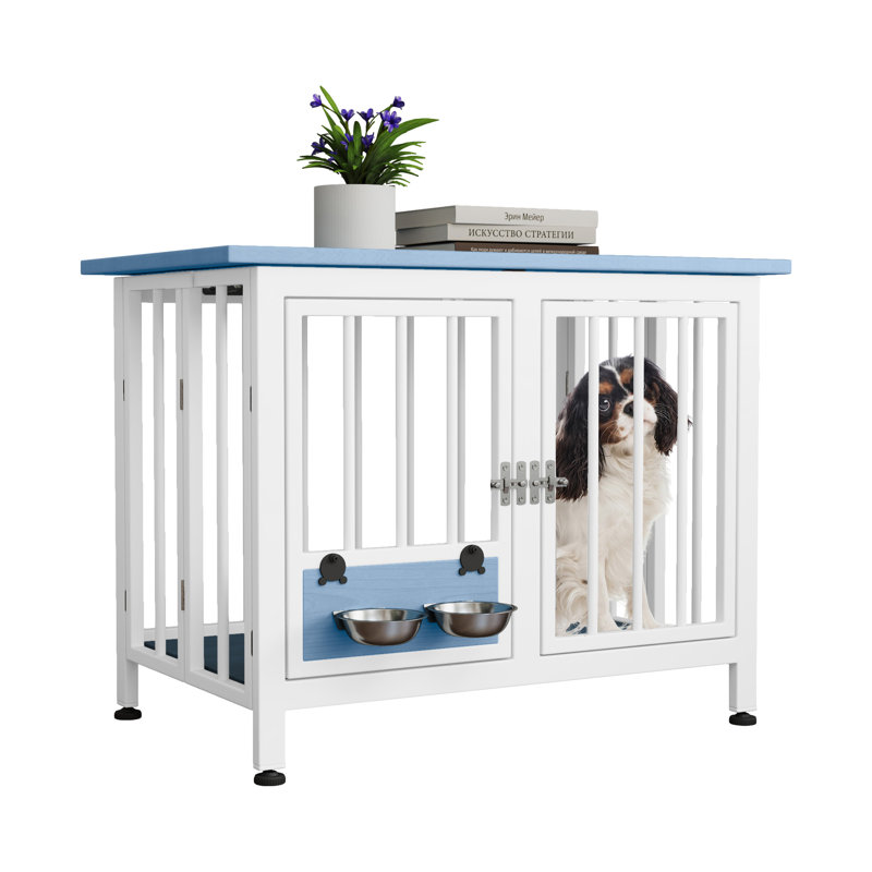 Table de bout pliable, H 24,8 po x l 33 po x P 20 po, Bleu / blanc