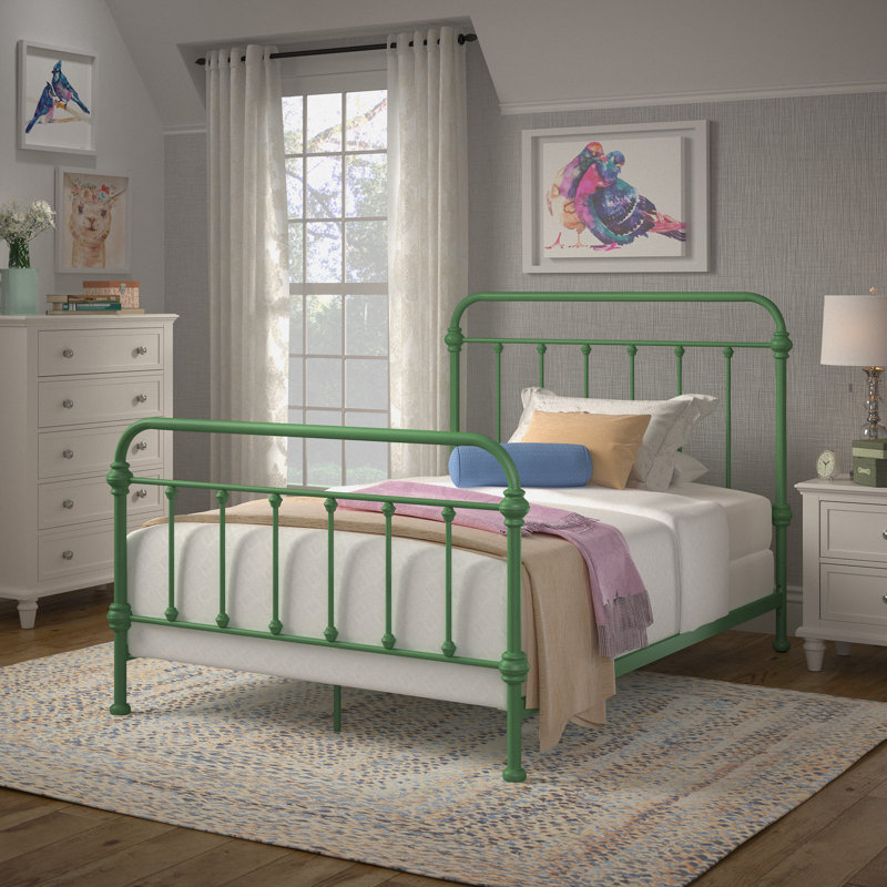 Eberhart Metal Open-Frame Bed, Full, Meadow Green