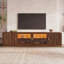 Console télé pour le salon, console multimédia avec portes en verre et lumières DEL, meuble télé à tablette réglable pour la chambre à coucher