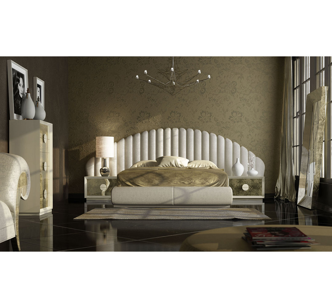 Upholstered Standard 3 Piece Bedroom Set Everly Quinn Bed 