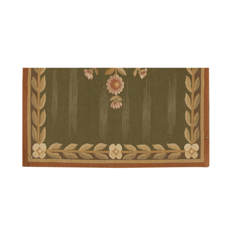 Hand-Knotted High-Quality Green and Brown Runner