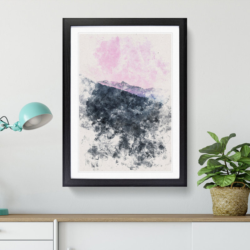 Purple Sunset - Picture Frame Painting Print, 33cm H x 24cm W x 2cm D, Black Framed