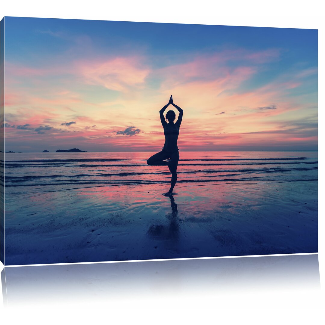 Leinwandbild Yoga am Strand