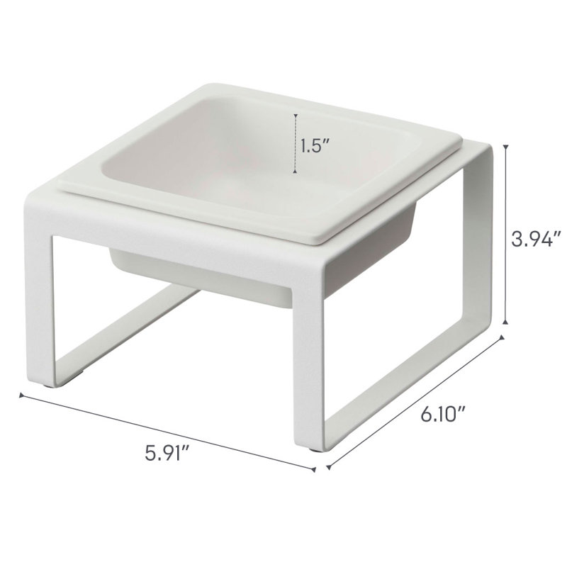 Mangeoire surélevée en acier et en céramique, Blanc