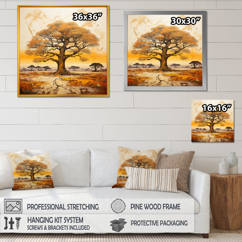 Arbre sauvage d'Afrique, art mural 1, H 30 po x l 30 po