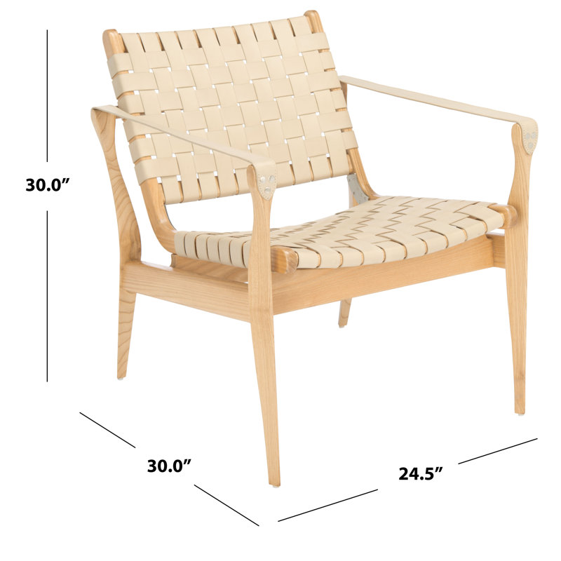 Armchair, Natural, White Genuine Leather