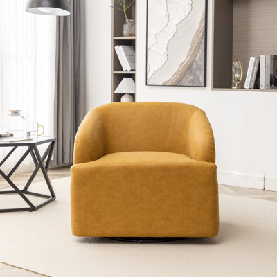 Fauteuil demi-tonneau pivotant en similicuir Broderic