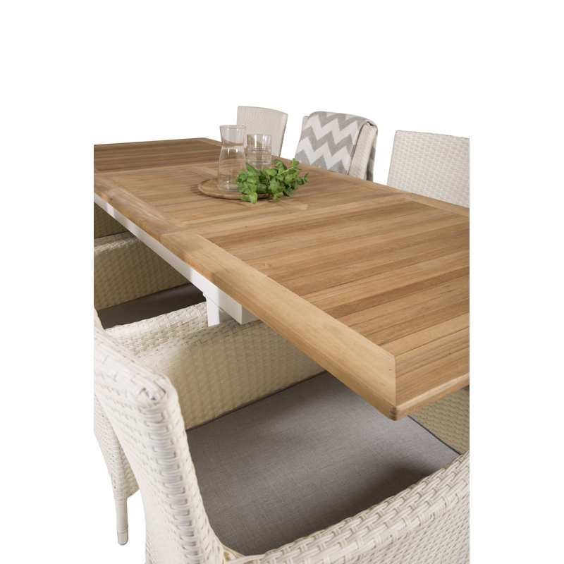 Navya 8 - Person Patio Dining Set with Extendable Rectangular Table , Cushions Included