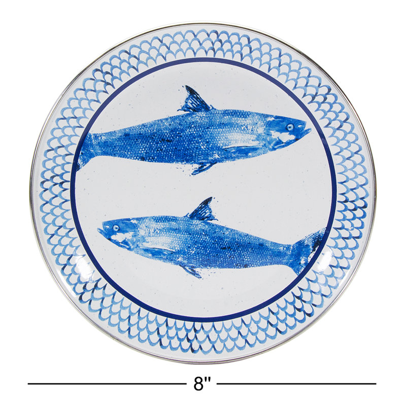 Golden Rabbit Pescado Enamel Sandwich Plates