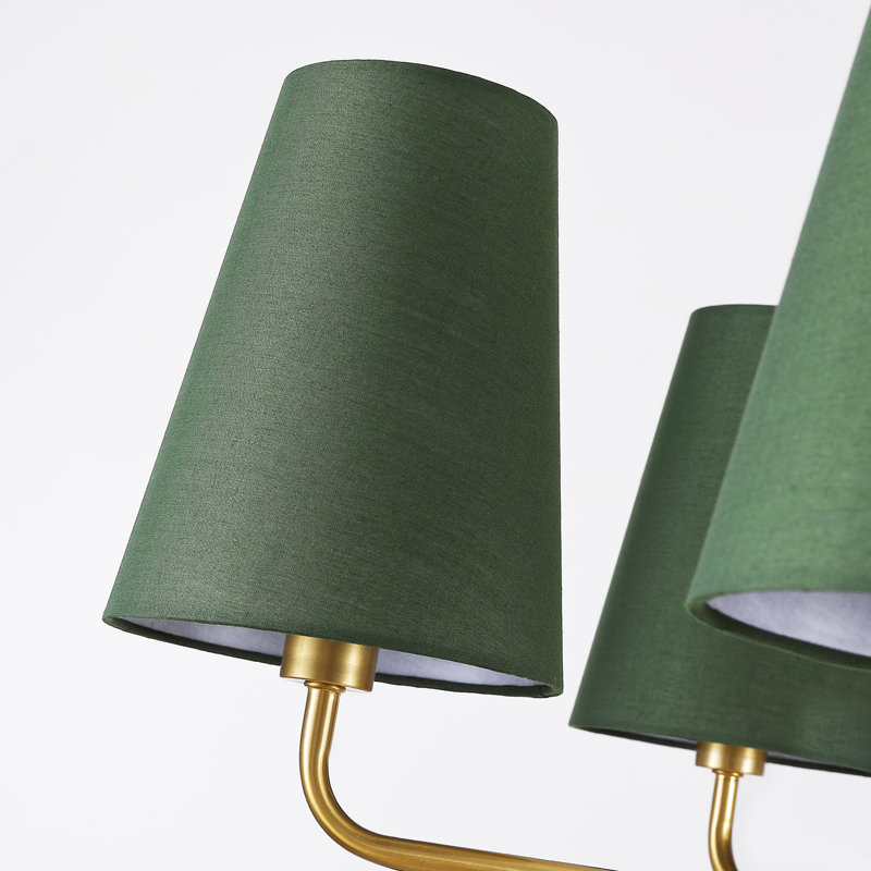 Abbiney 6-Light Dimmable Classic / Traditional Chandelier With Tapered Green Linen Fabric Shades