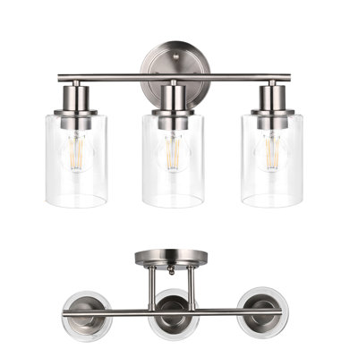  Bathroom Light Fixture with Clear Glass Shade