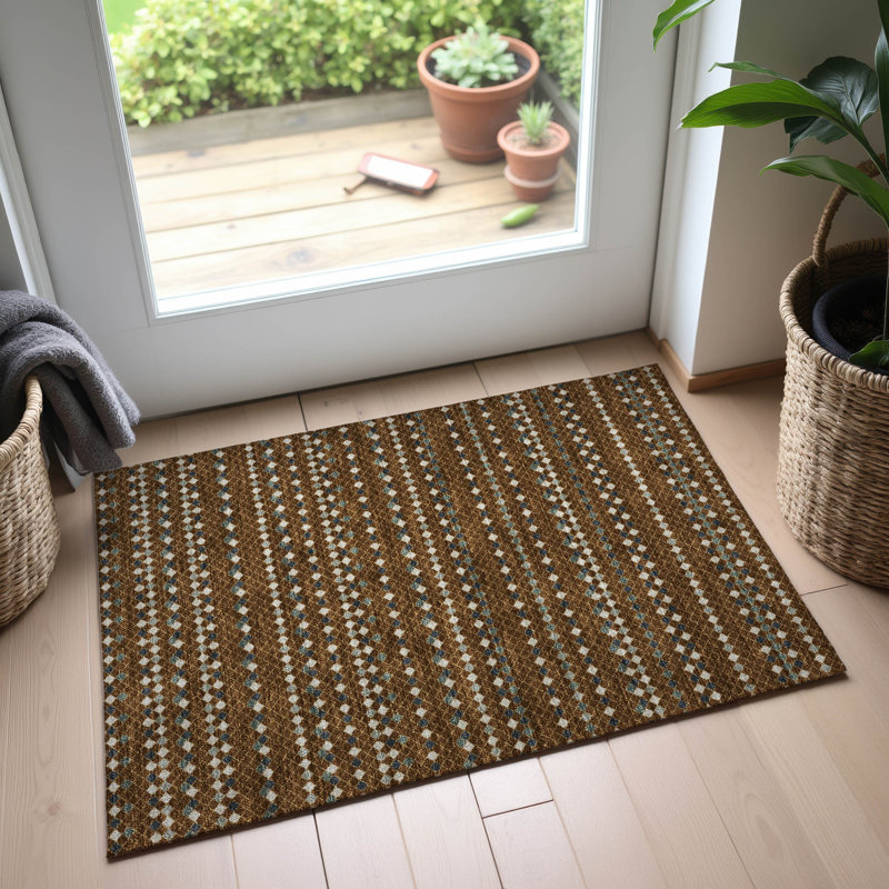 Premium Machine Washable Sykora AMF1408 Stripes Rug, Rectangle 1'8" x 2'6"