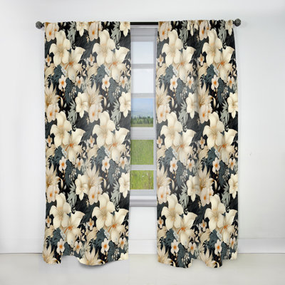Neutral Mirage Tropical Pattern - Tropical Curtain - Velvet Room Darkening - 1 panel