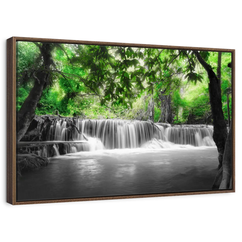 Cascade tropicale Pop, Cadre flottant en noyer, 40 po x 27 po