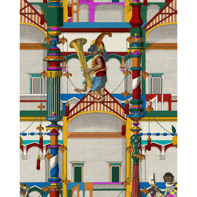 LA DOLCE VITA Wallpaper Roll, Black/Red/Green/Yellow/Blue