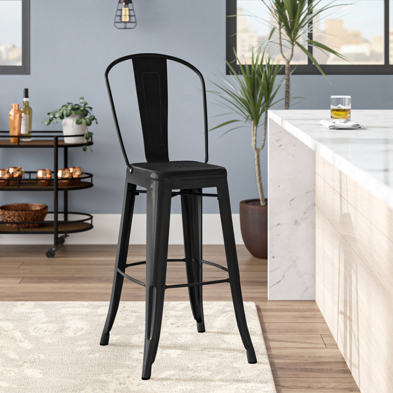 Tabouret de bar Iddings, Similicuir noir, 1, Tabouret de bar (siège d'une hauteur de 30 po)