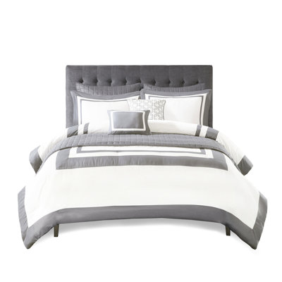 Comforter And Quilt In Grey Full/queen - 2" Box Quilting Pillows Bedding Collection Pillow