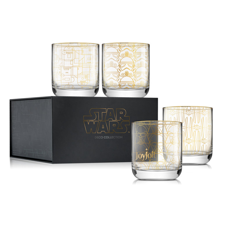 JoyJolt Star Wars Gold Deco Glass Set of 4, 10oz