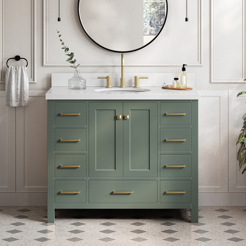 Ensemble de meuble-lavabo simple 43 po Cambridge, Bleu minuit / laiton satiné, 43"