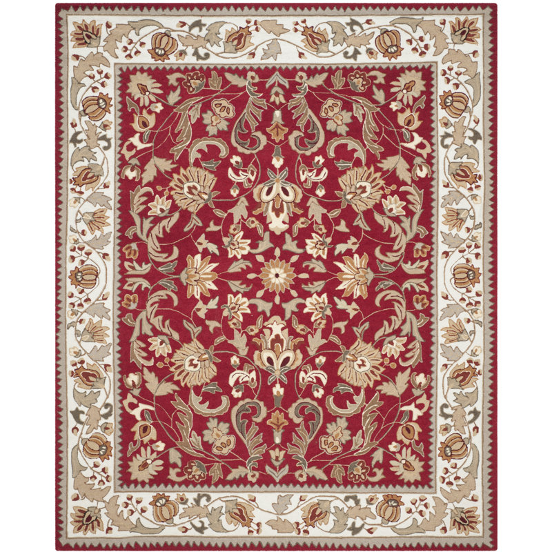 Tapis intérieur / extérieur rouge crocheté à la main Harkins, Rectangle 9 pi x 12 pi