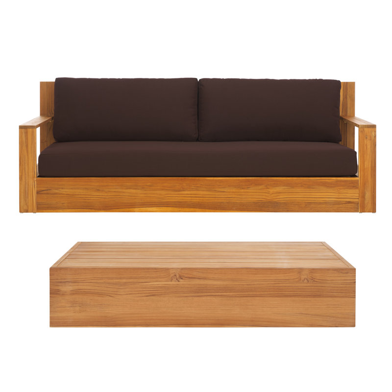 Hurlow 2 Piece Outdoor Conversation Set, Dark Brown