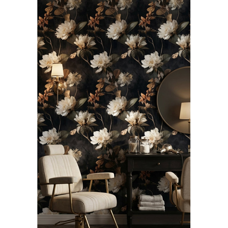 Lark Manor™ Floral Wallpaper Vintage Dark Wall Mural | Wayfair