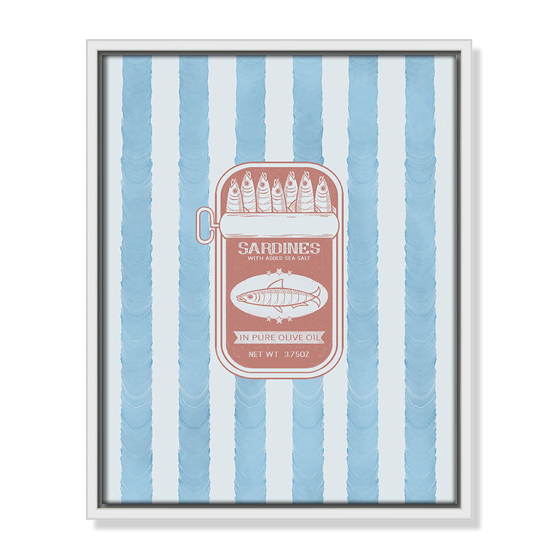 «Salty Sardines Print» par Marcus Prime, Flotteur blanc, L 12,5 po x H 15,5 po