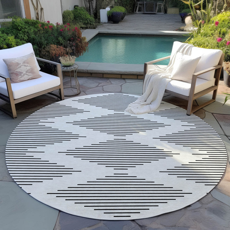 Tapis intérieur / extérieur lavable à la machine Chayden ACN1016, Rond 8 pi