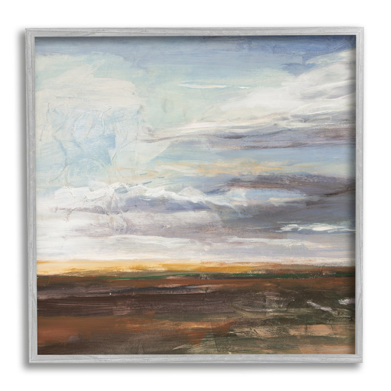Paysage de prairie ouverte, ciel nuageux doux - Peinture, Estampe numérique Farmhouse, H 12 po x l 12 po x P 1,5 po