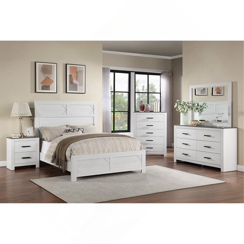 Mobilier de chambre à coucher à poignées élégantes de style moderne à deux tons