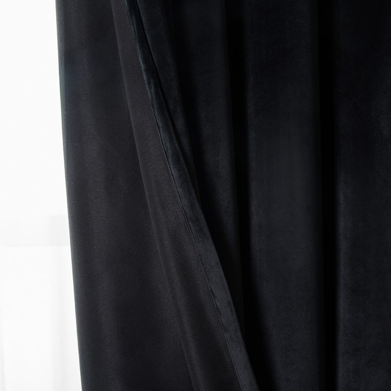 Safia 100% Crushed Velvet Eyelet Sheer Window Curtains, 228 W x 228 D cm, Black