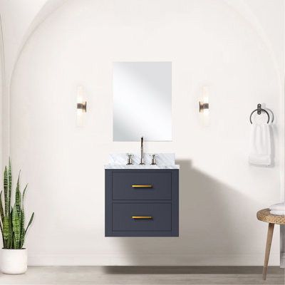 20 po L x P 18 avec meuble-lavabo bleu avec comptoir en acrylique, robinet et miroir de 24 heures inclus