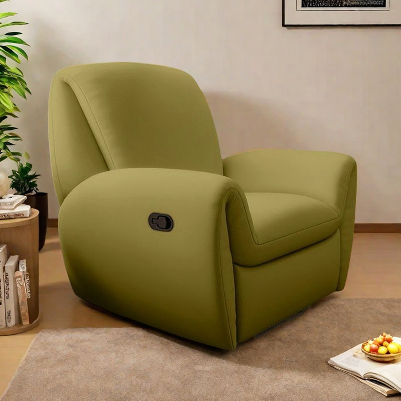Fauteuil inclinable décontracté à large assise avec base en métal, Vert jaune
