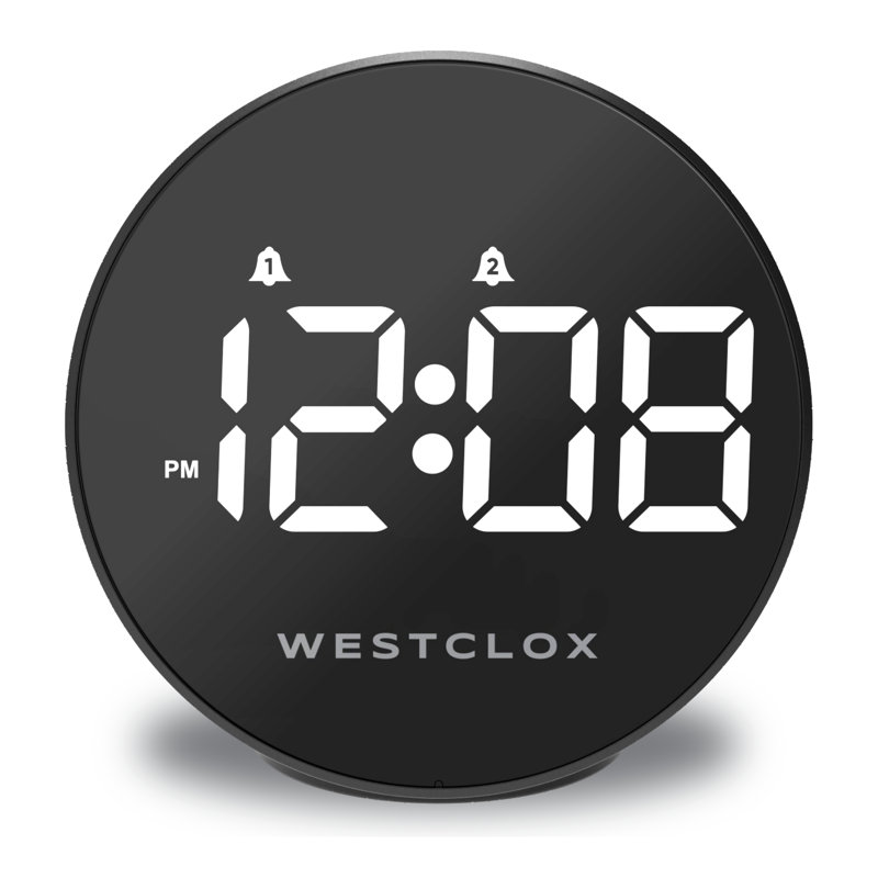 Westclox Disc-Style FM Clock Radio with Automatic Time Set & USB Charging