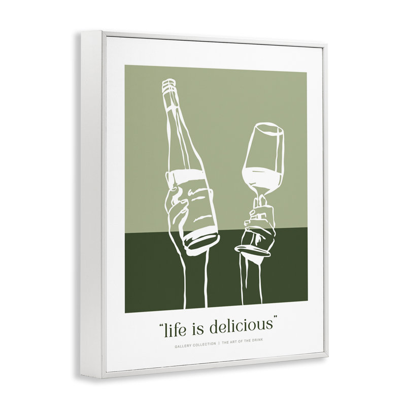 Giclée encadrée «Green Life Is Delicious», design par lettré et doublé, H 14 po x l 11 po
