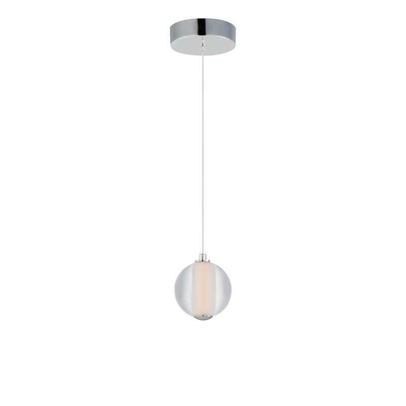 Luminaire suspendu simple à 1 lumière Alicano, Chrome poli