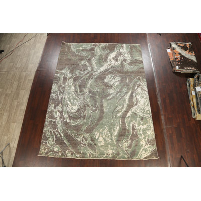 Tapis oriental contemporain à teinture végétale noué à la main 9 x 12
