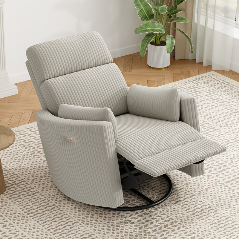 36.6" Wide Corduroy Power Lift Recliner Chair with Swivel , Gray