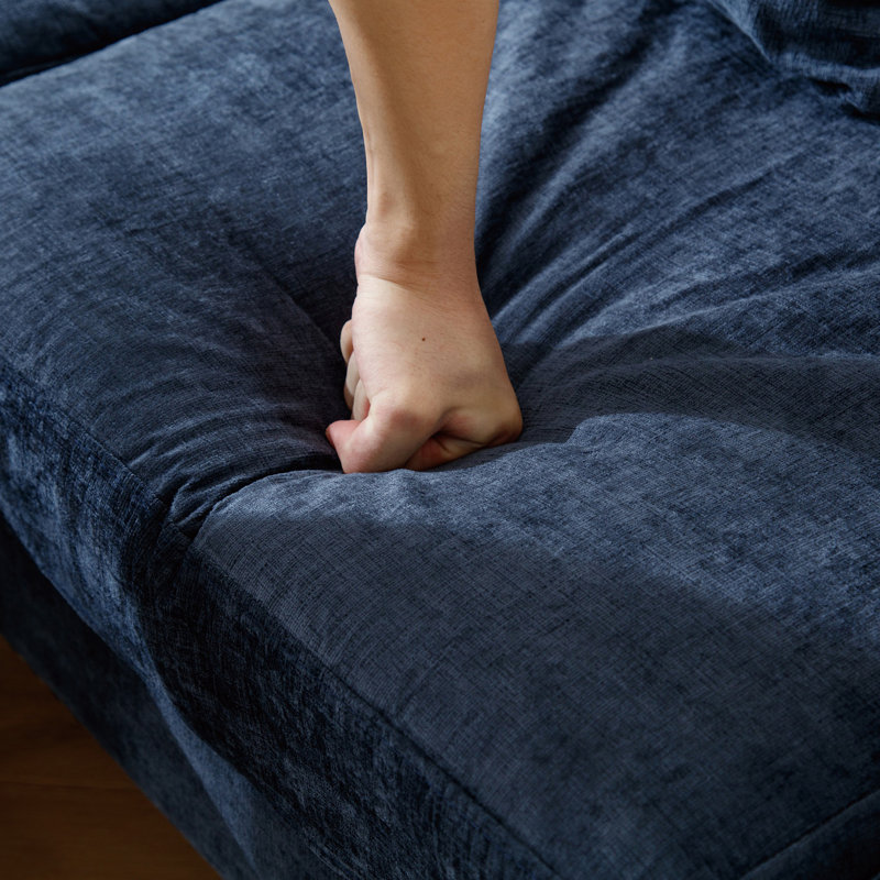 Canapé modulaire en L avec repose-pieds et canapé de rangement, Bleu